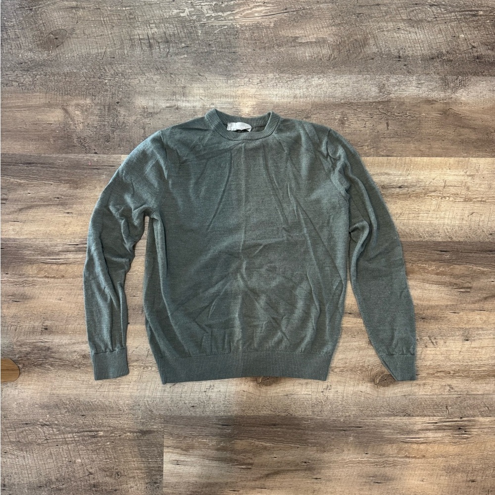 Everlane 100% Wool Green Crewneck Sweater